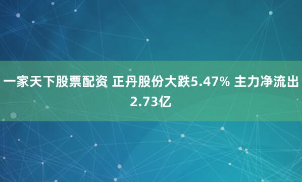 一家天下股票配资 正丹股份大跌5.47% 主力净流出2.73亿